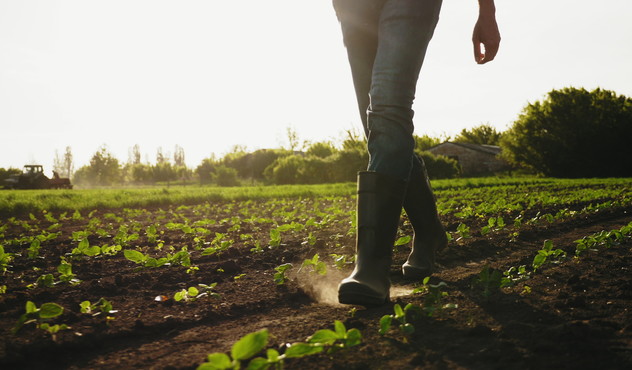 Agricultor caminando