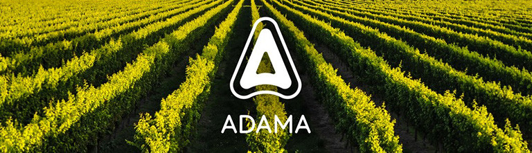 ADAMA logo shown over a field